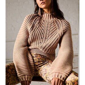 Free People Sandcastle Sweetheart Ribbed High Neck Sweater